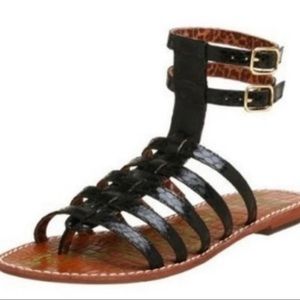 *SOLD* Sam Edelman Gilda Gladiator Sandals Black Snakeskin  Size 7 Boho Leather